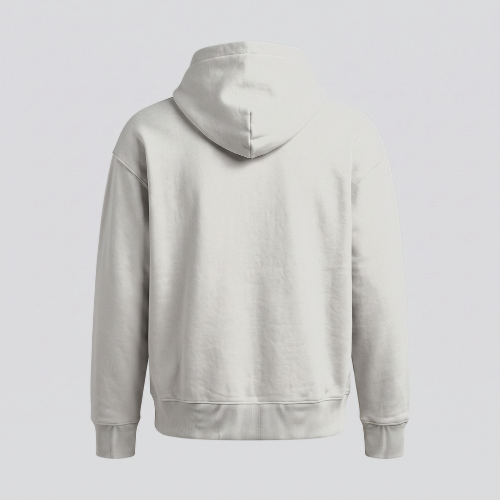 Boxy Hoodie, Cement, back view — CARTOON & CARDOON