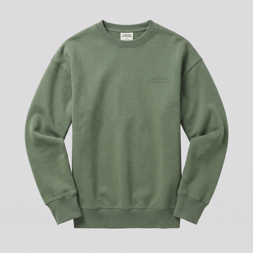 Crewneck Sweatshirt, Moss, front view — CARTOON & CARDOON