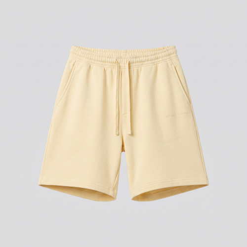 Fleece Shorts, Buttercream, front view — CARTOON & CARDOON