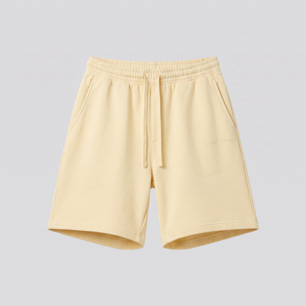 Fleece Shorts, Buttercream, front view — CARTOON & CARDOON