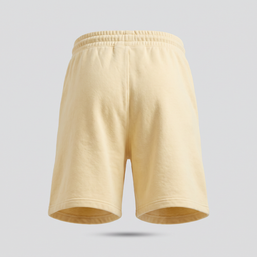 Fleece Shorts, Buttercream, back view — CARTOON & CARDOON