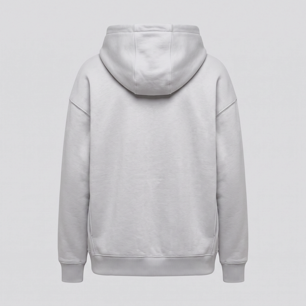 Oversized Zip Hoodie, Silver Cloud, back view — CARTOON & CARDOON