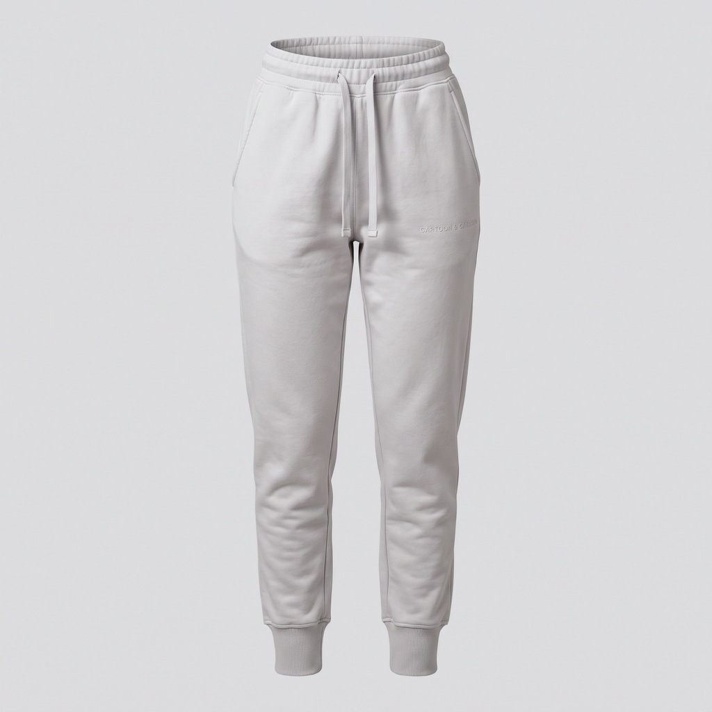 Tapered Joggers, Silver Cloud, front view — CARTOON & CARDOON