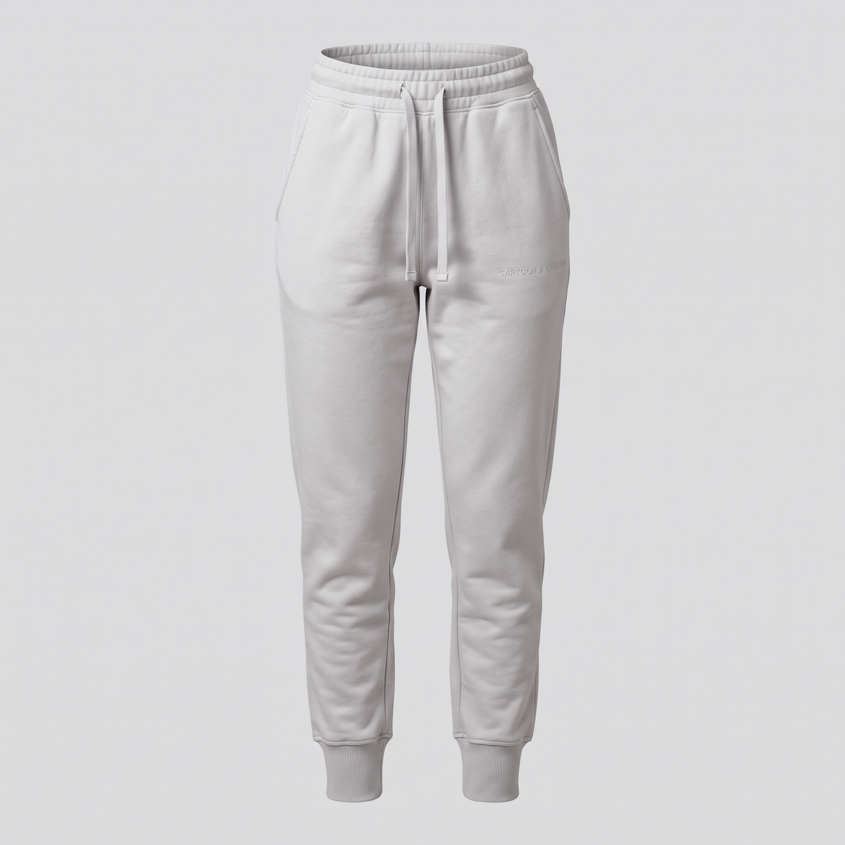 Tapered Joggers, Silver Cloud, front view — CARTOON & CARDOON